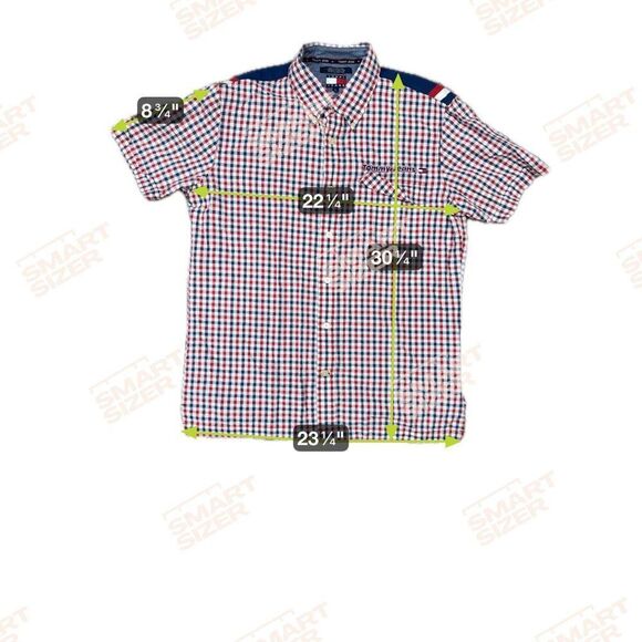 Tommy Jeans Mens Short Sleeve Button-Down Shirt Red & Blue Plaid Size L Vintage - Picture 5 of 5